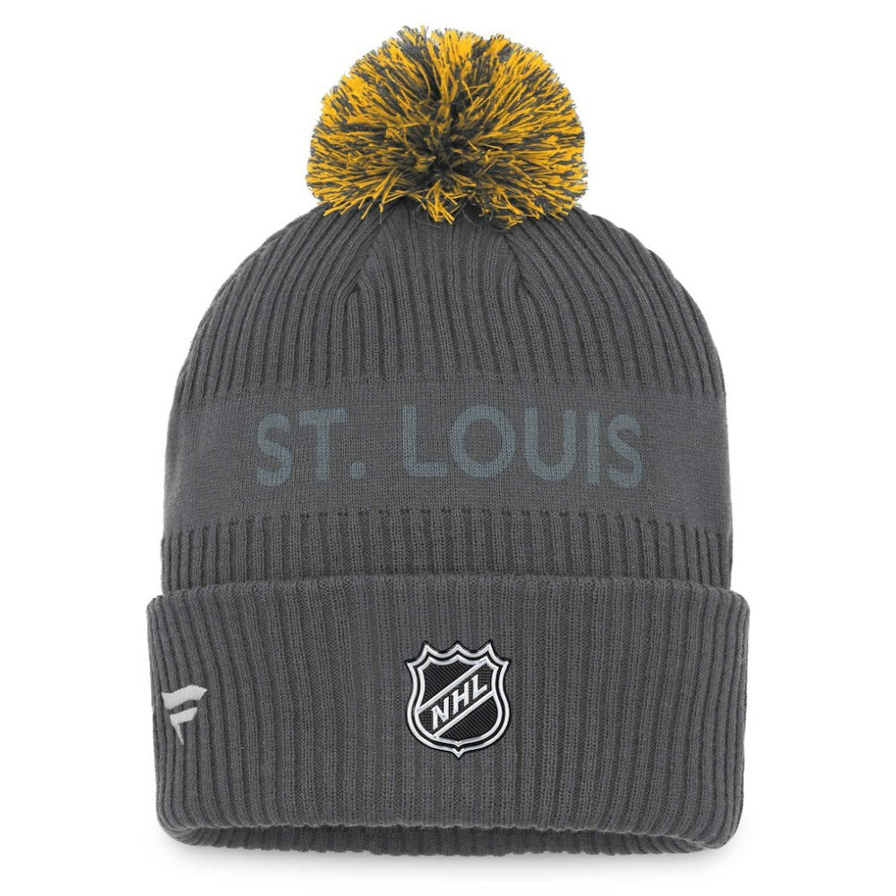 St. Louis Blues Fanatics Authentic Pro Home Ice Cuffed Knit Hat with Pom - Charcoal | Fanatics Clearance