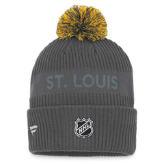 St. Louis Blues Fanatics Authentic Pro Home Ice Cuffed Knit Hat with Pom - Charcoal | Fanatics Clearance