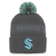Seattle Kraken Fanatics Authentic Pro Home Ice Cuffed Knit Hat with Pom - Charcoal | Fanatics discount