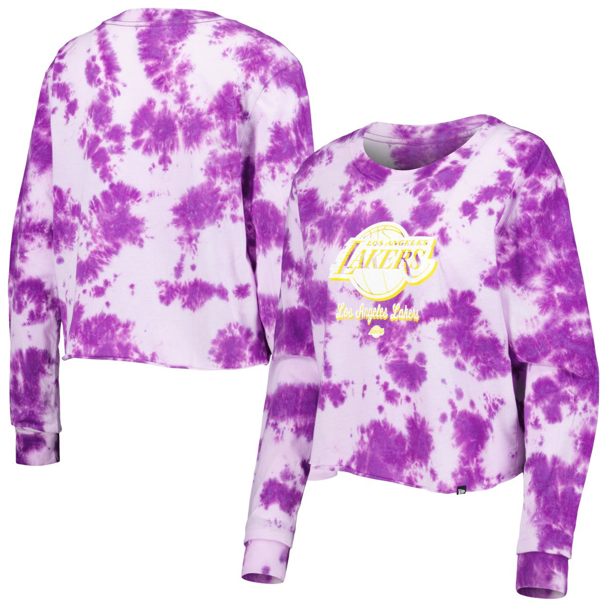 New Era Los Angeles Lakers Women's Tie Dye Cropped Long Sleeve T-Shirt Purple