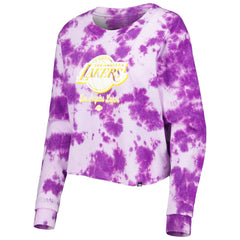 New Era Los Angeles Lakers Women's Tie Dye Cropped Long Sleeve T-Shirt Purple
