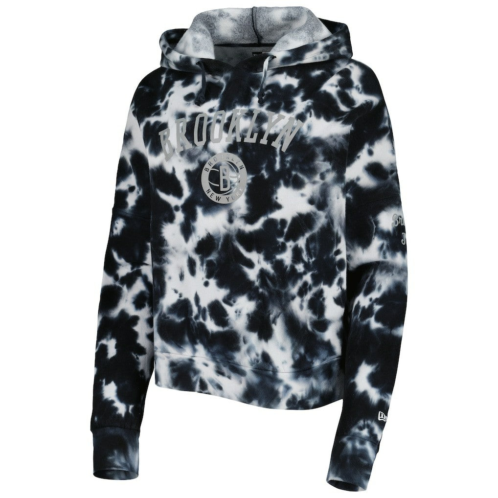 New Era Brooklyn Nets Women's Brushed Cotton Tie-Dye Pullover Hoodie Black