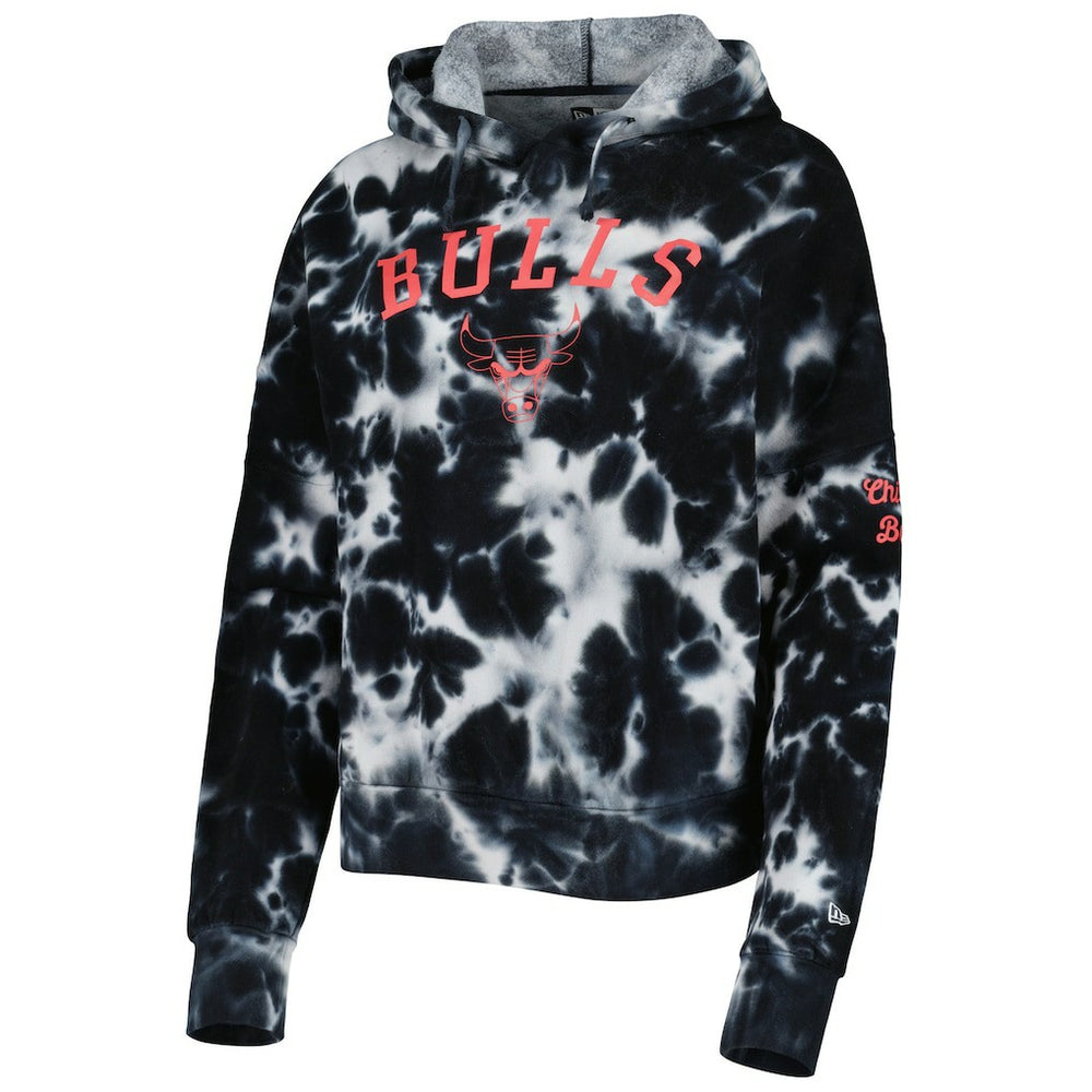 New Era Chicago Bulls Women's Brushed Cotton Tie-Dye Pullover Hoodie Black
