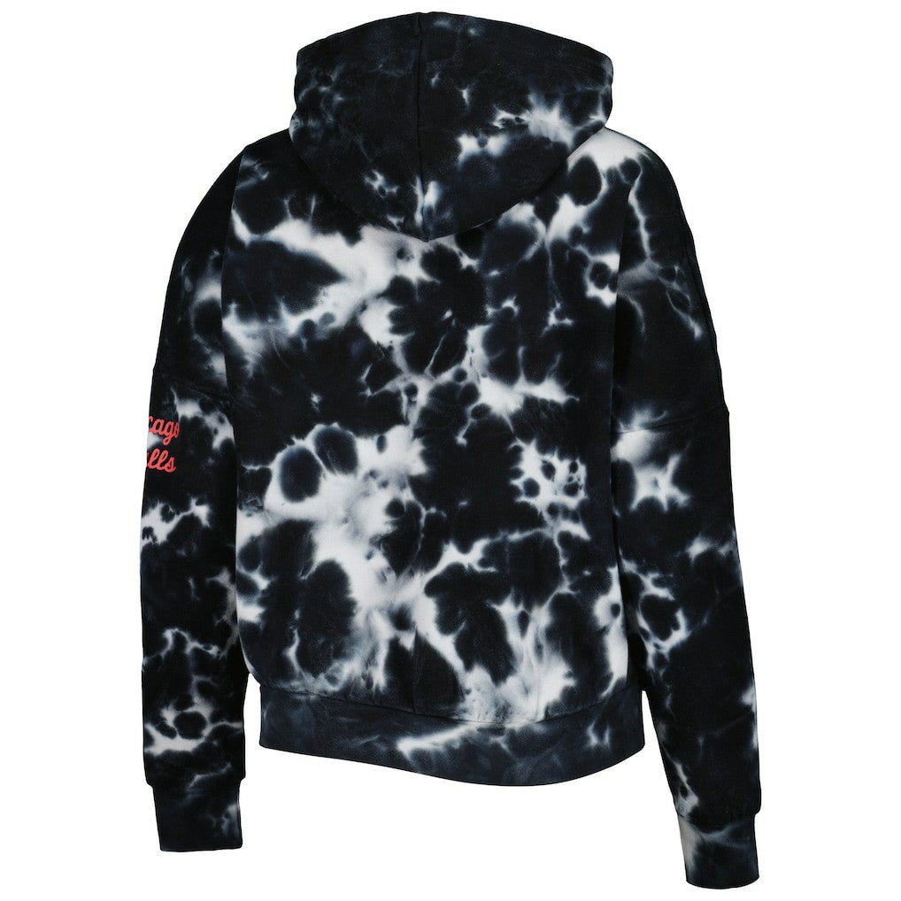 New Era Chicago Bulls Women's Brushed Cotton Tie-Dye Pullover Hoodie Black
