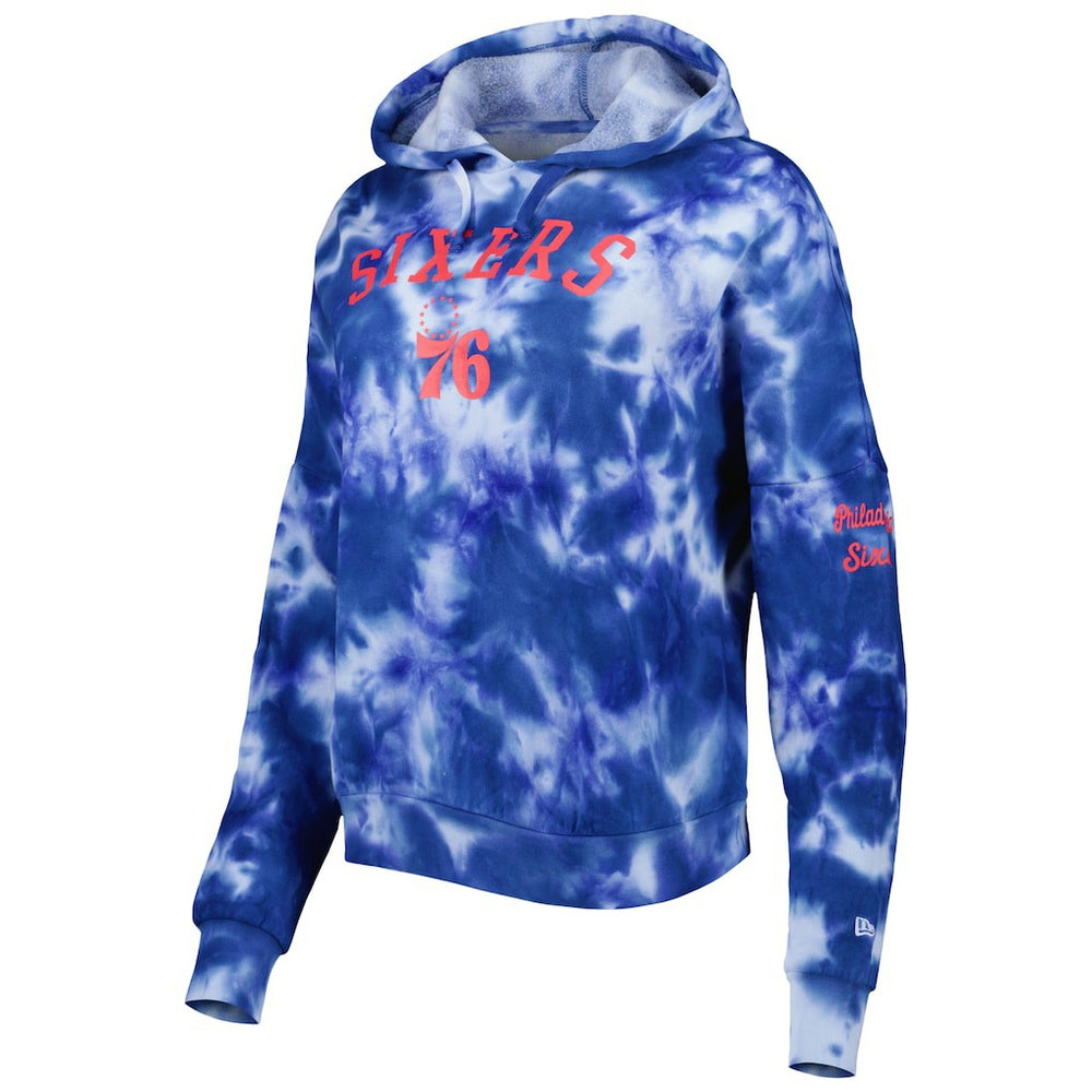 New Era Philadelphia 76ers Women's Brushed Cotton Tie-Dye Pullover Hoodie Royal