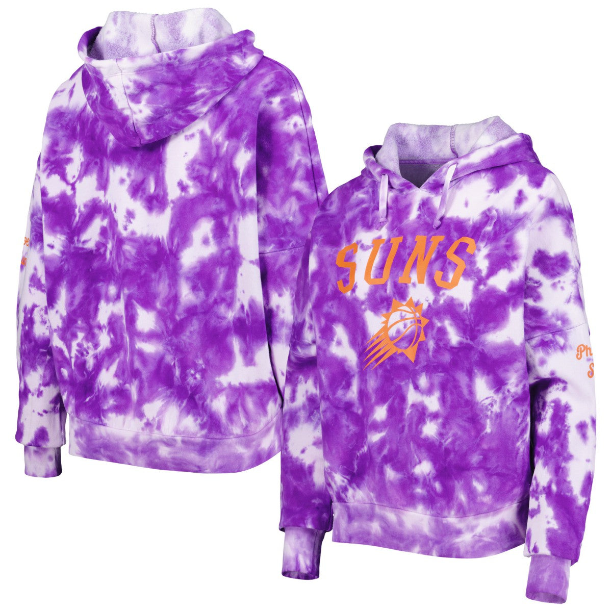 New Era Phoenix Suns Women's Brushed Cotton Tie-Dye Pullover Hoodie Purple
