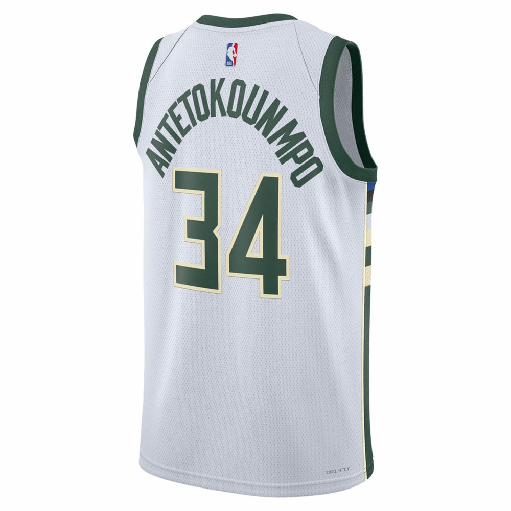 Nike Giannis Antetokounmpo Milwaukee Bucks Unisex Swingman Jersey Association Edition White