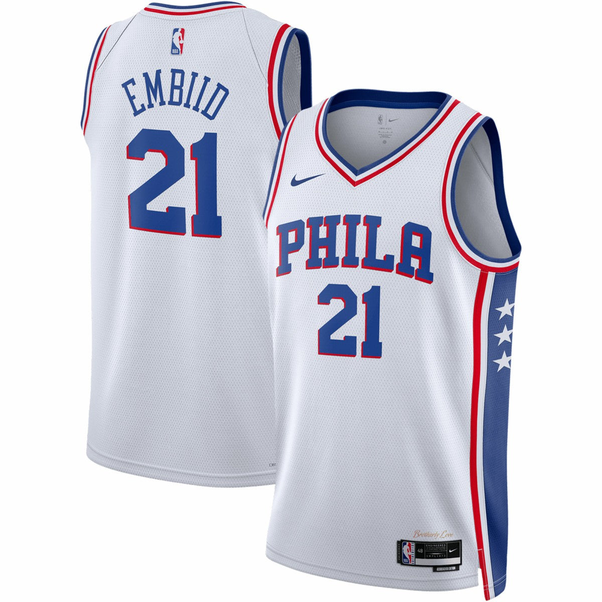 Nike Joel Embiid Philadelphia 76ers Unisex Swingman Jersey Association Edition White