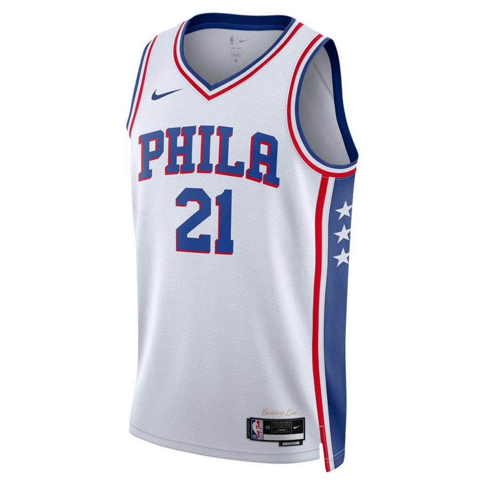Nike Joel Embiid Philadelphia 76ers Unisex Swingman Jersey Association Edition White