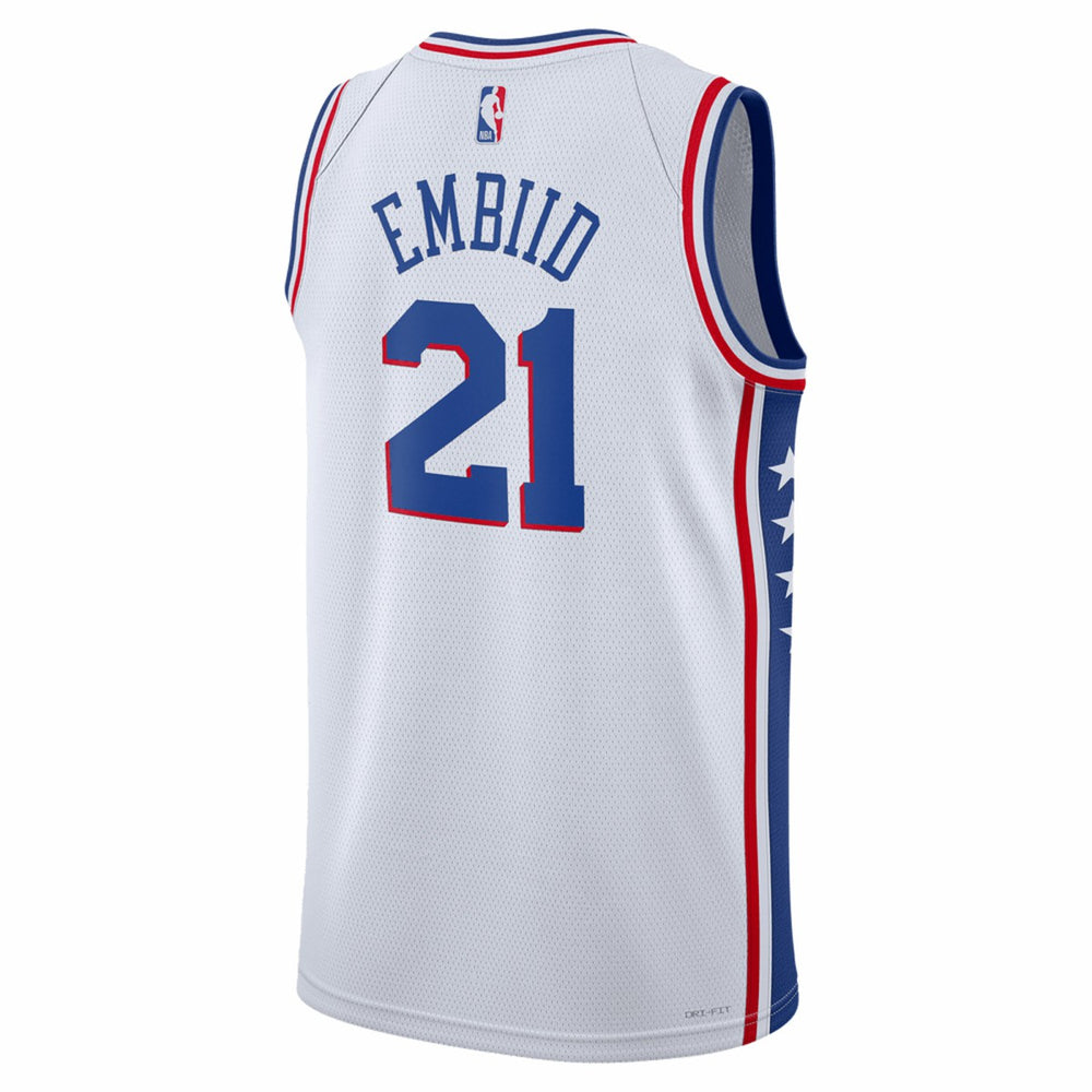 Nike Joel Embiid Philadelphia 76ers Unisex Swingman Jersey Association Edition White