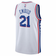 Nike Joel Embiid Philadelphia 76ers Unisex Swingman Jersey Association Edition White