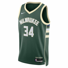 Nike Giannis Antetokounmpo Milwaukee Bucks Unisex Swingman Jersey Icon Edition Hunter Green