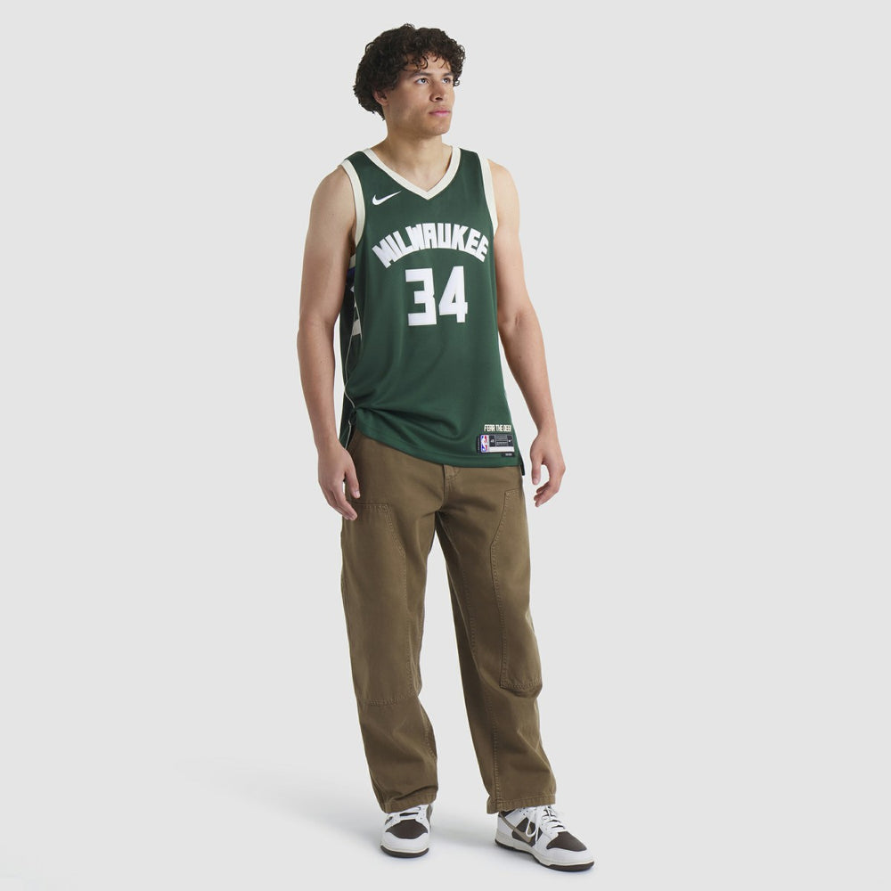 Nike Giannis Antetokounmpo Milwaukee Bucks Unisex Swingman Jersey Icon Edition Hunter Green