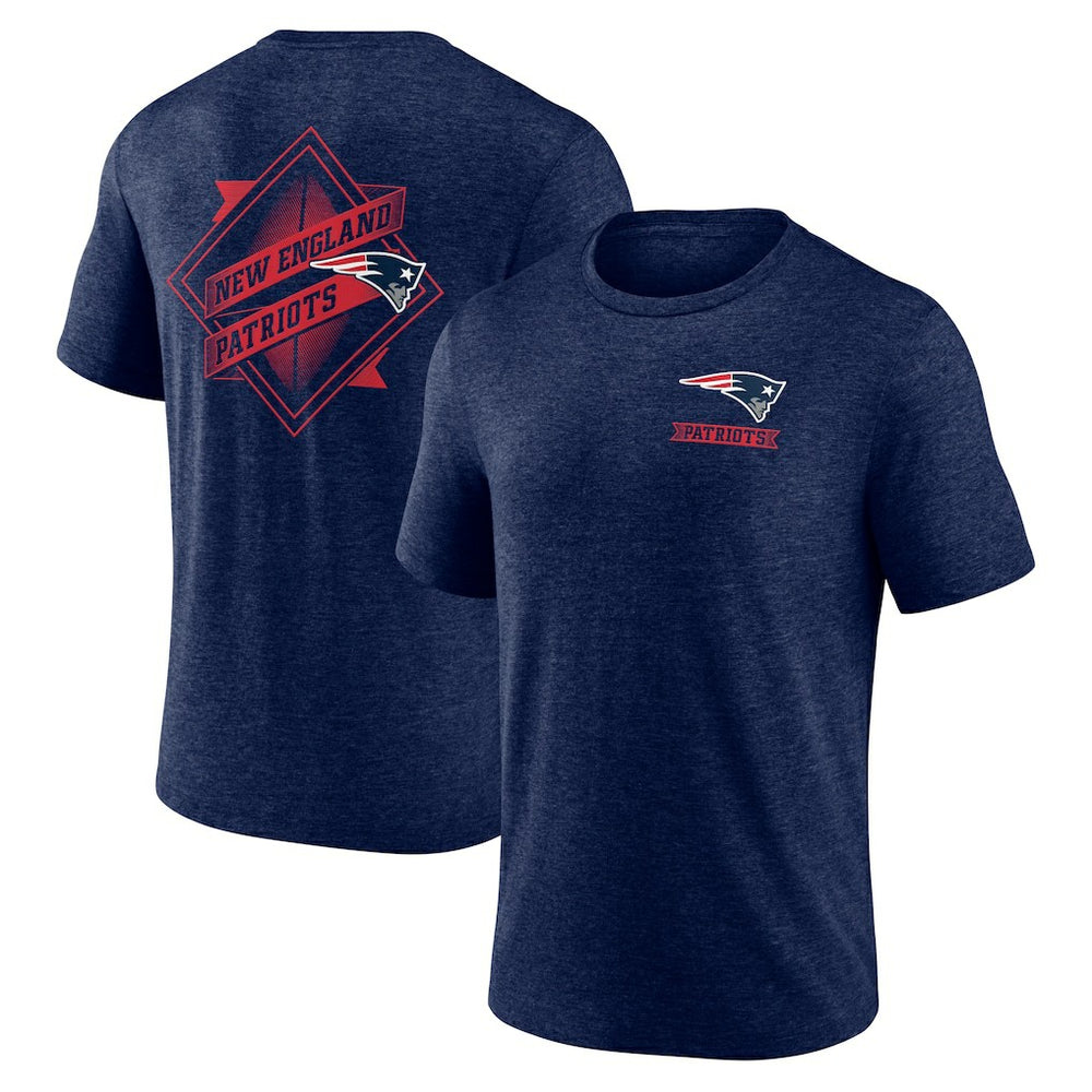 New England Patriots Diamond Scroll Tri-Blend T-Shirt - Navy - NFL