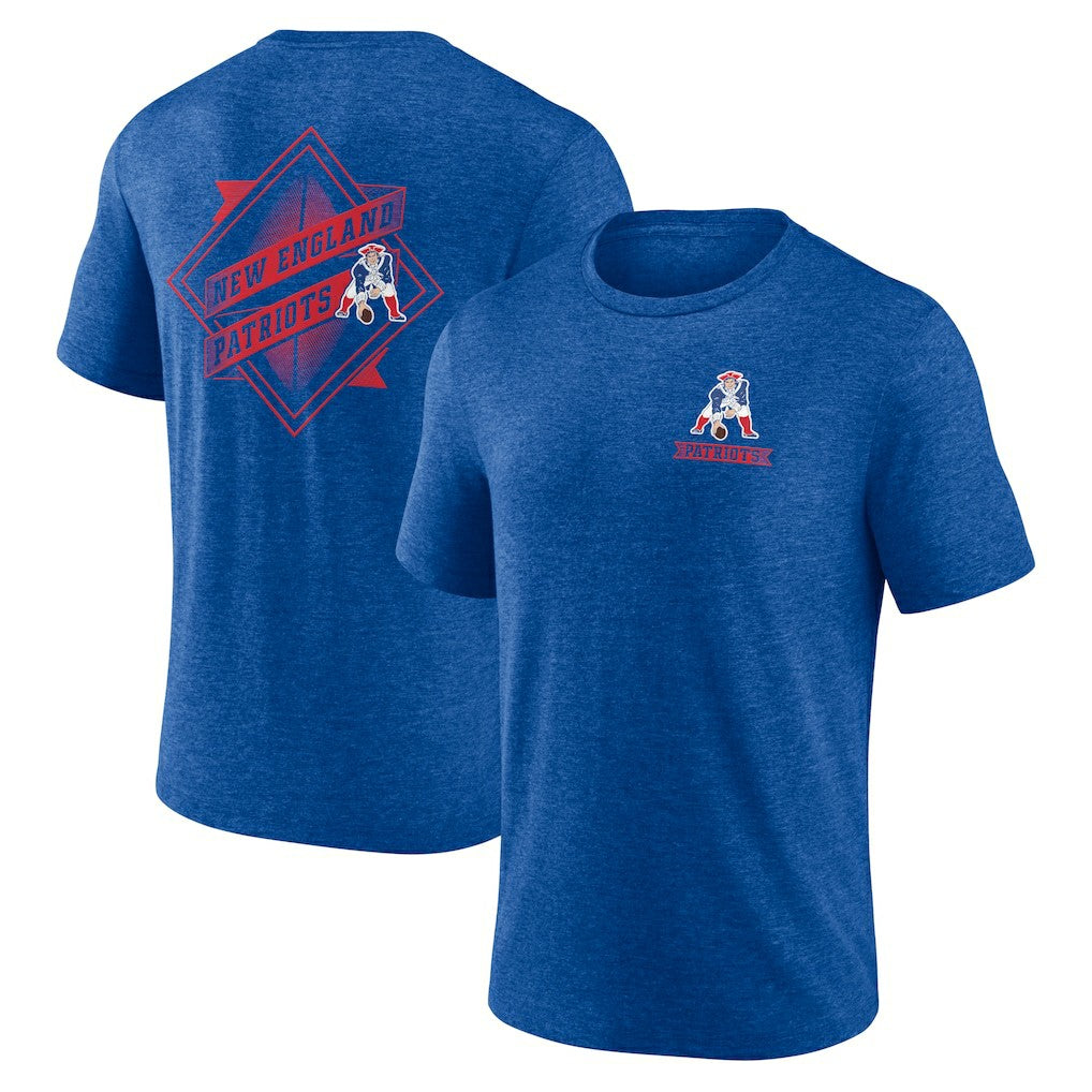 New England Patriots Diamond Scroll Tri-Blend T-Shirt - Royal - NFL