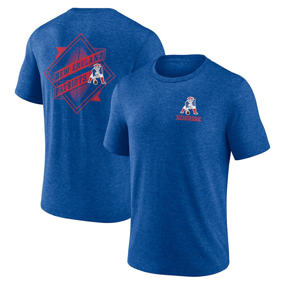 New England Patriots Diamond Scroll Tri-Blend T-Shirt - Royal - NFL