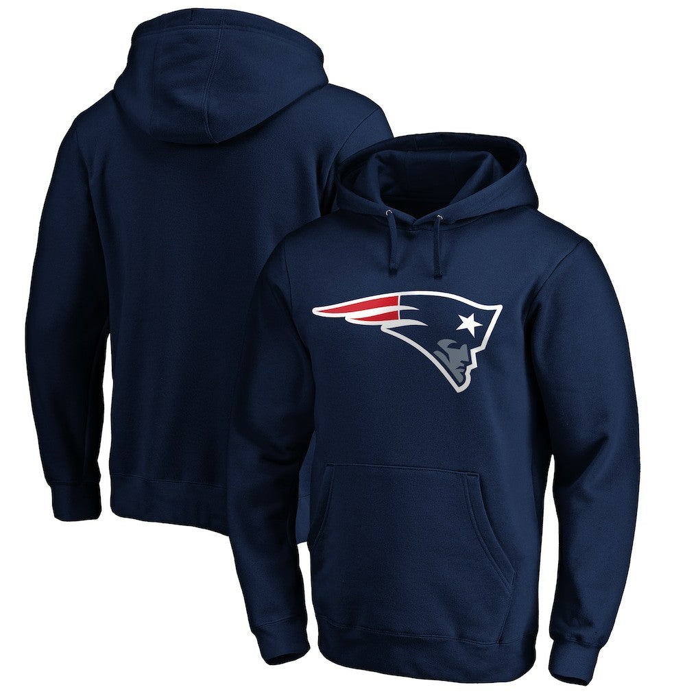 New England Patriots Primary Logo Fitted Pullover Hoodie - Navy - NFL