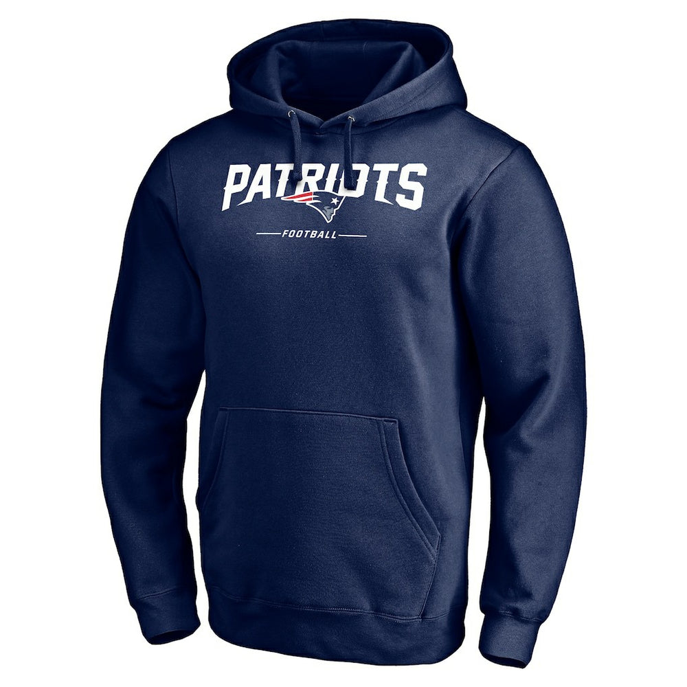 New England Patriots Logo Team Lockup Fitted Pullover Hoodie - Navy - NFL