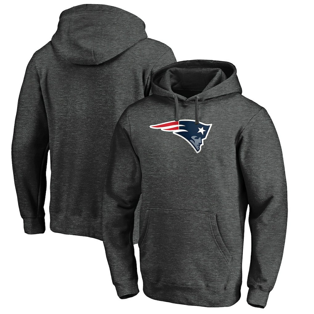 New England Patriots Primary Logo Fitted Pullover Hoodie - Charcoal - NFL