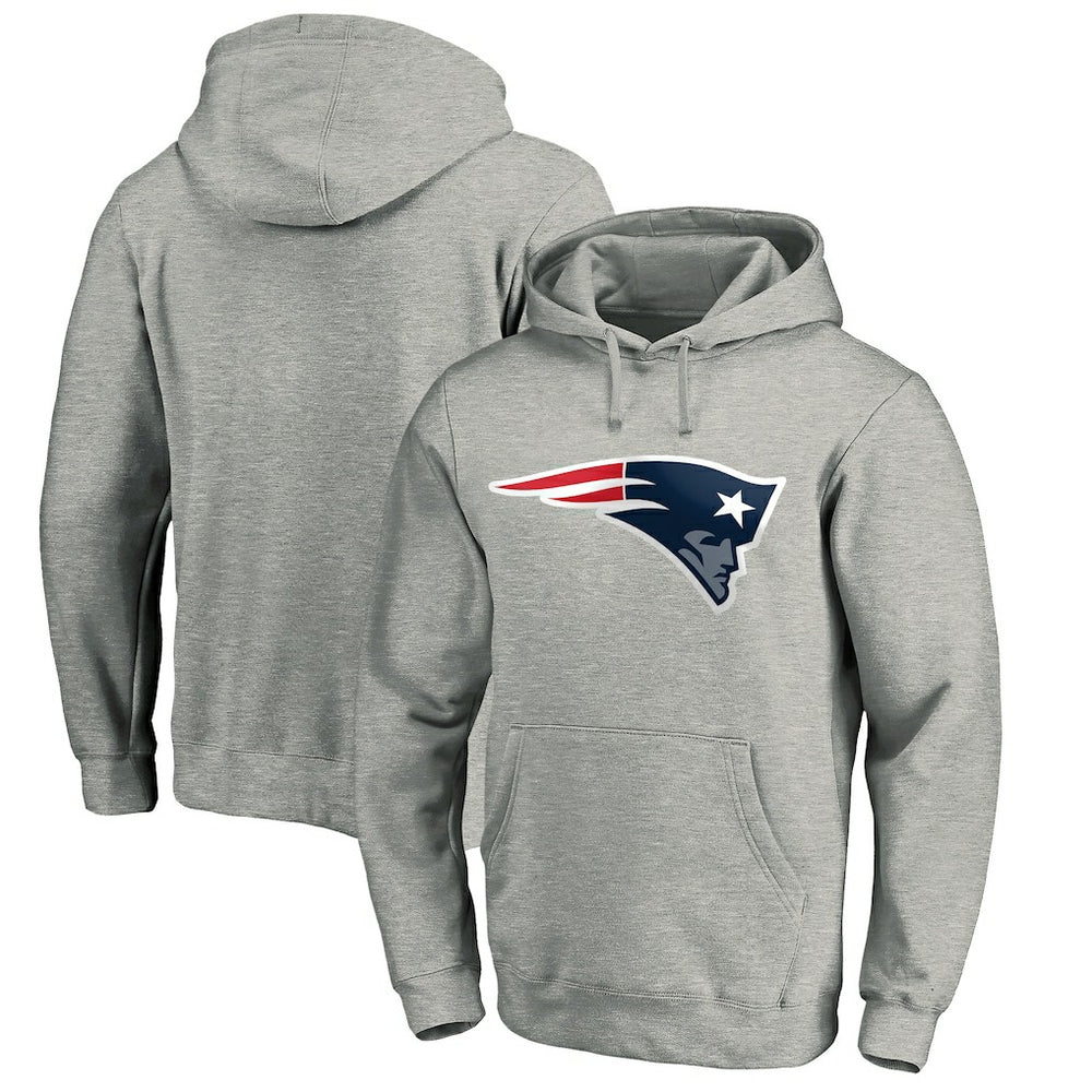 New England Patriots Primary Logo Fitted Pullover Hoodie - Heather Gray - NFL