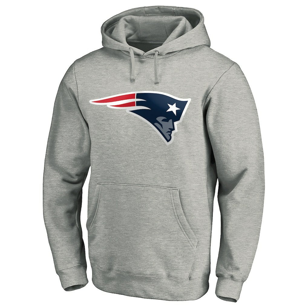 New England Patriots Primary Logo Fitted Pullover Hoodie - Heather Gray - NFL