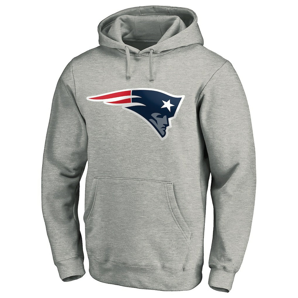 New England Patriots Primary Logo Fitted Pullover Hoodie - Heather Gray - NFL
