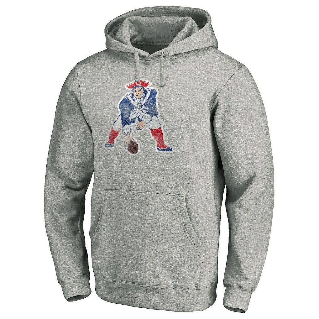 New England Patriots Throwback Logo Pullover Hoodie - Heathered Gray - NFL