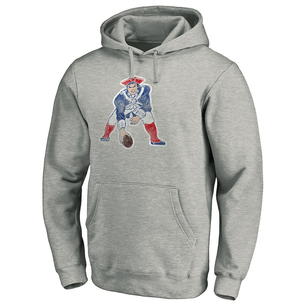 New England Patriots Throwback Logo Pullover Hoodie - Heathered Gray - NFL