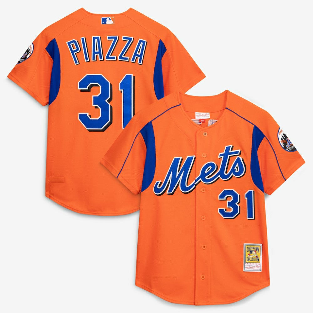Mike Piazza New York Mets Mitchell & Ness Cooperstown Collection Mesh Batting Practice Button-Up Jersey Discount