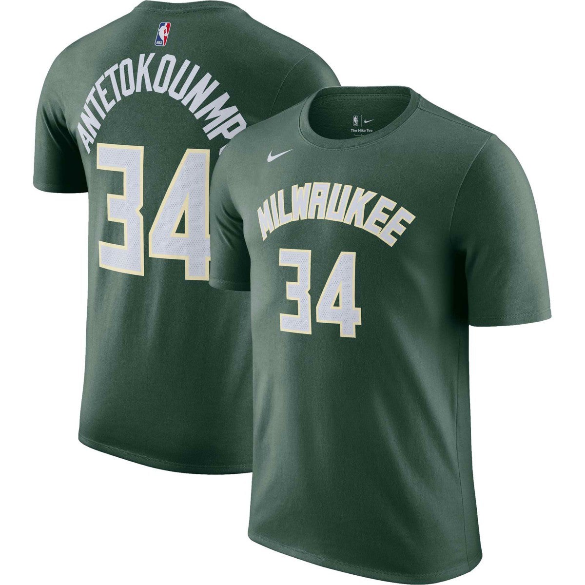 Nike Giannis Antetokounmpo Milwaukee Bucks Icon 2022/23 Name & Number T-Shirt Hunter Green