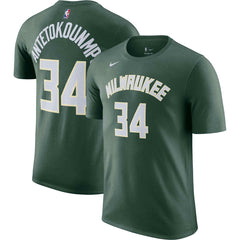 Nike Giannis Antetokounmpo Milwaukee Bucks Icon 2022/23 Name & Number T-Shirt Hunter Green