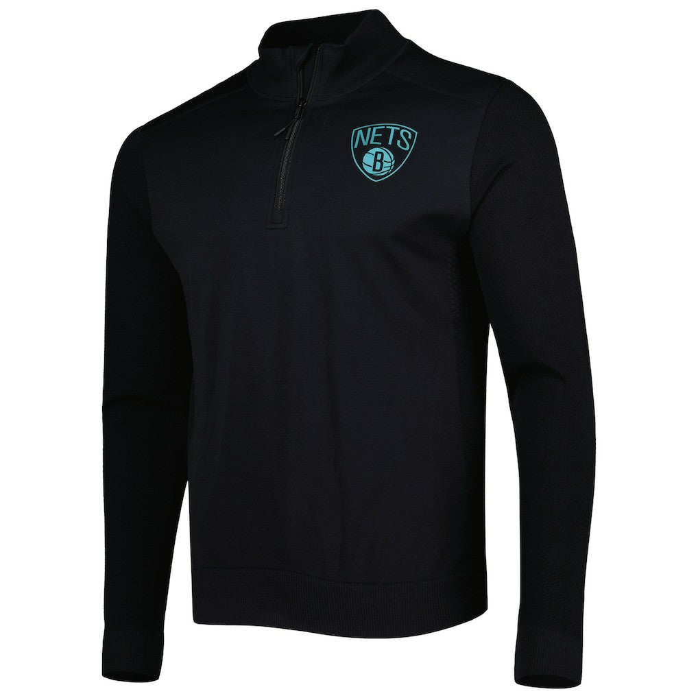 Brooklyn Nets Levelwear Nano Engineered Knit Fabric Quarter-Zip Jacket Black