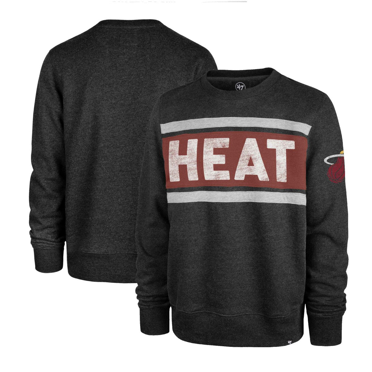 47 brand Miami Heat '47 Tribeca Emerson Pullover Sweatshirt Heather Black
