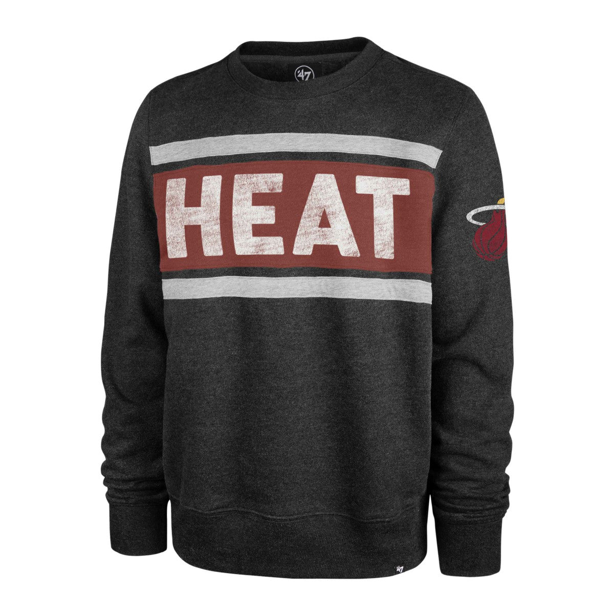 47 brand Miami Heat '47 Tribeca Emerson Pullover Sweatshirt Heather Black