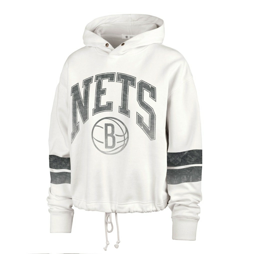 47 brand Brooklyn Nets '47 Women's Emerson Stripe Cropped Pullover Hoodie Cream
