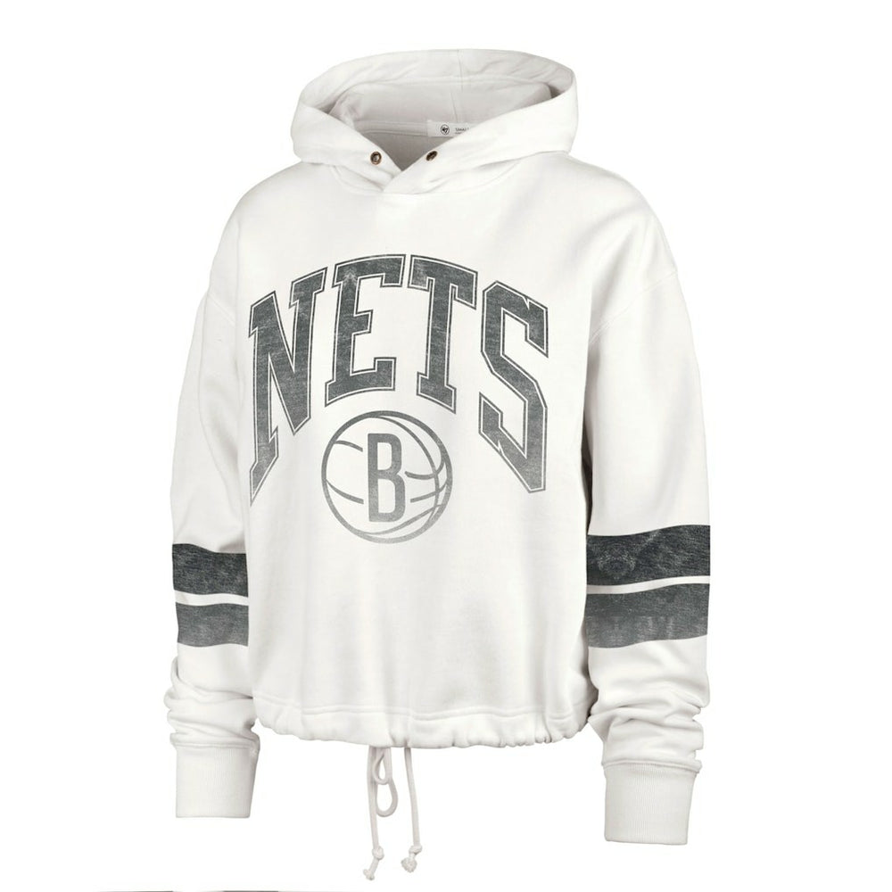47 brand Brooklyn Nets '47 Women's Emerson Stripe Cropped Pullover Hoodie Cream