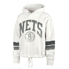47 brand Brooklyn Nets '47 Women's Emerson Stripe Cropped Pullover Hoodie Cream