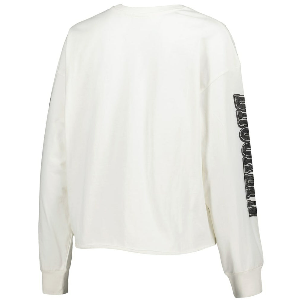47 brand Brooklyn Nets '47 Women's Parkway Brush Back Long Sleeve Cropped T-Shirt Cream