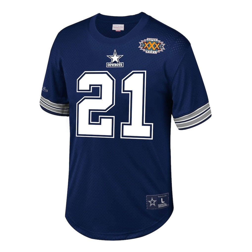 Deion Sanders Dallas Cowboys Retired Player Name & Number Mesh Top - Navy - Mitchell & Ness