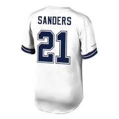 Deion Sanders Dallas Cowboys Retired Player Name & Number Mesh Top - White - Mitchell & Ness