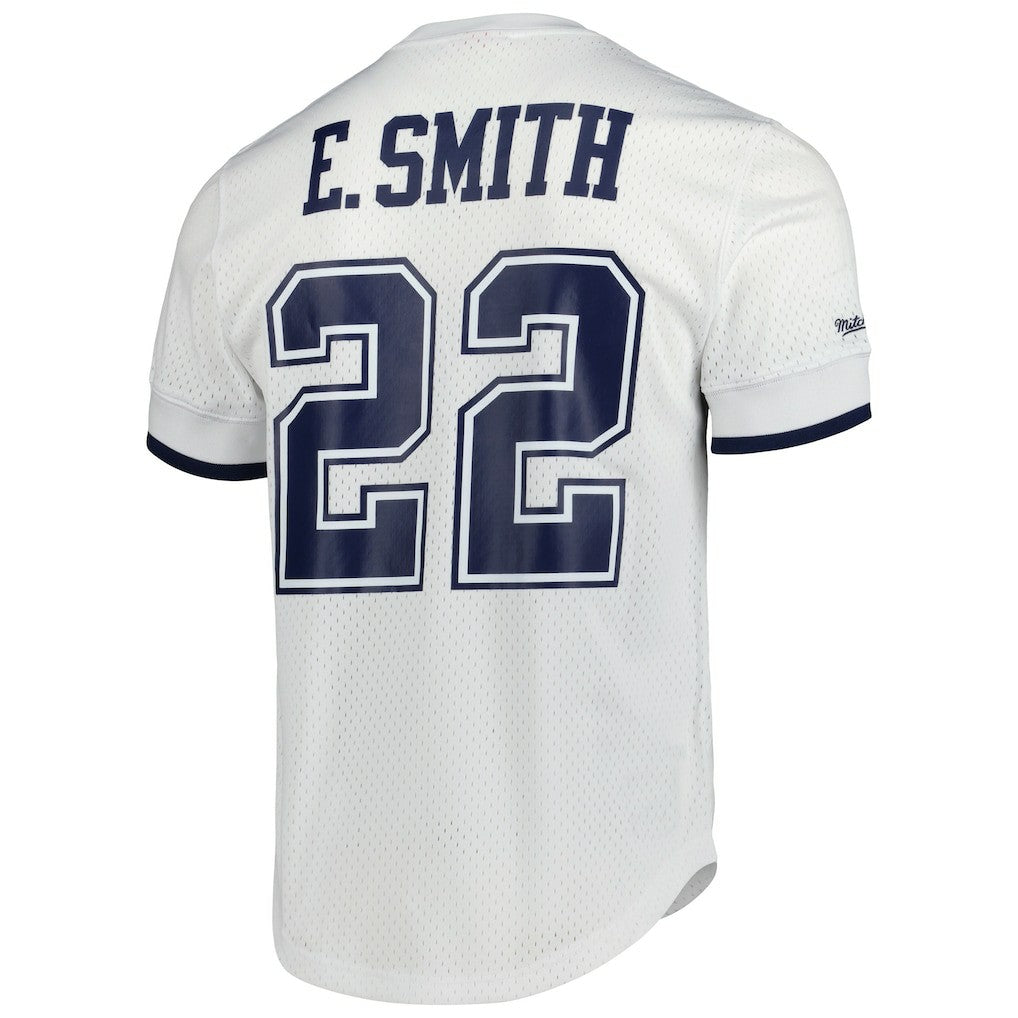Emmitt Smith Dallas Cowboys Retired Player Name & Number Mesh Top - White - Mitchell & Ness