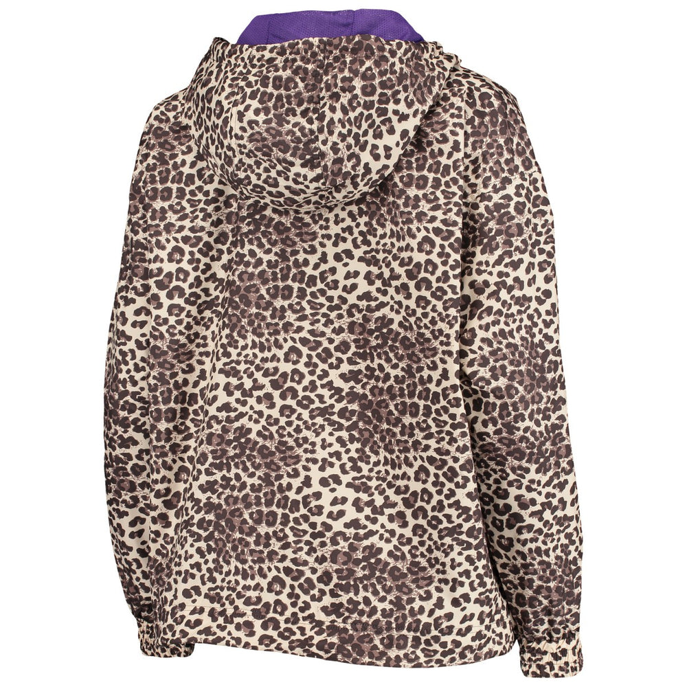 Los Angeles Lakers DKNY Sport Women's Gabriella Windbreaker Half-Zip Hoodie Leopard