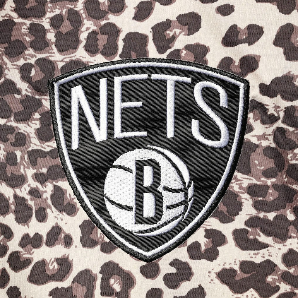 Brooklyn Nets DKNY Sport Women's Gabriella Windbreaker Half-Zip Hoodie Leopard