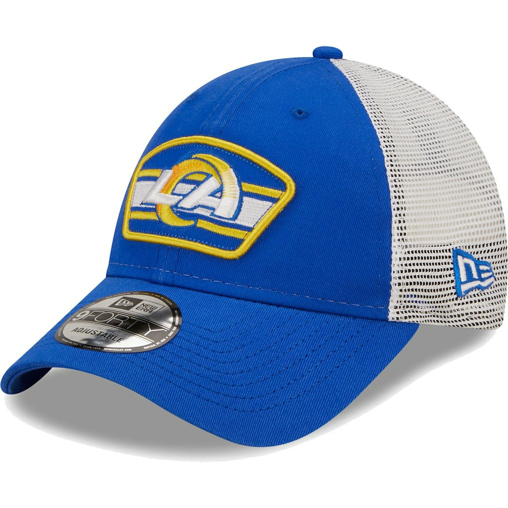 Los Angeles Rams New Era Logo Patch Trucker 9FORTY Snapback Hat - Royal/White - NFL