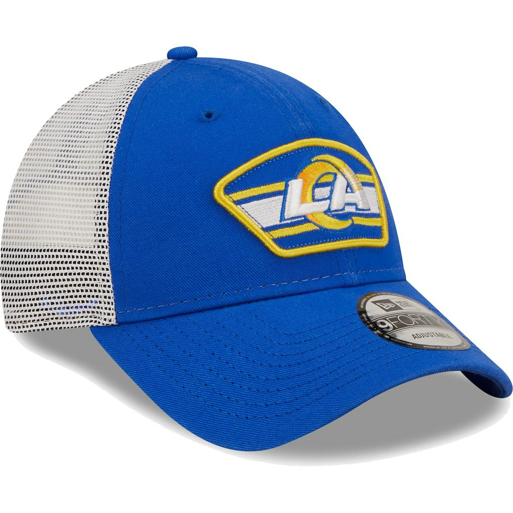 Los Angeles Rams New Era Logo Patch Trucker 9FORTY Snapback Hat - Royal/White - NFL