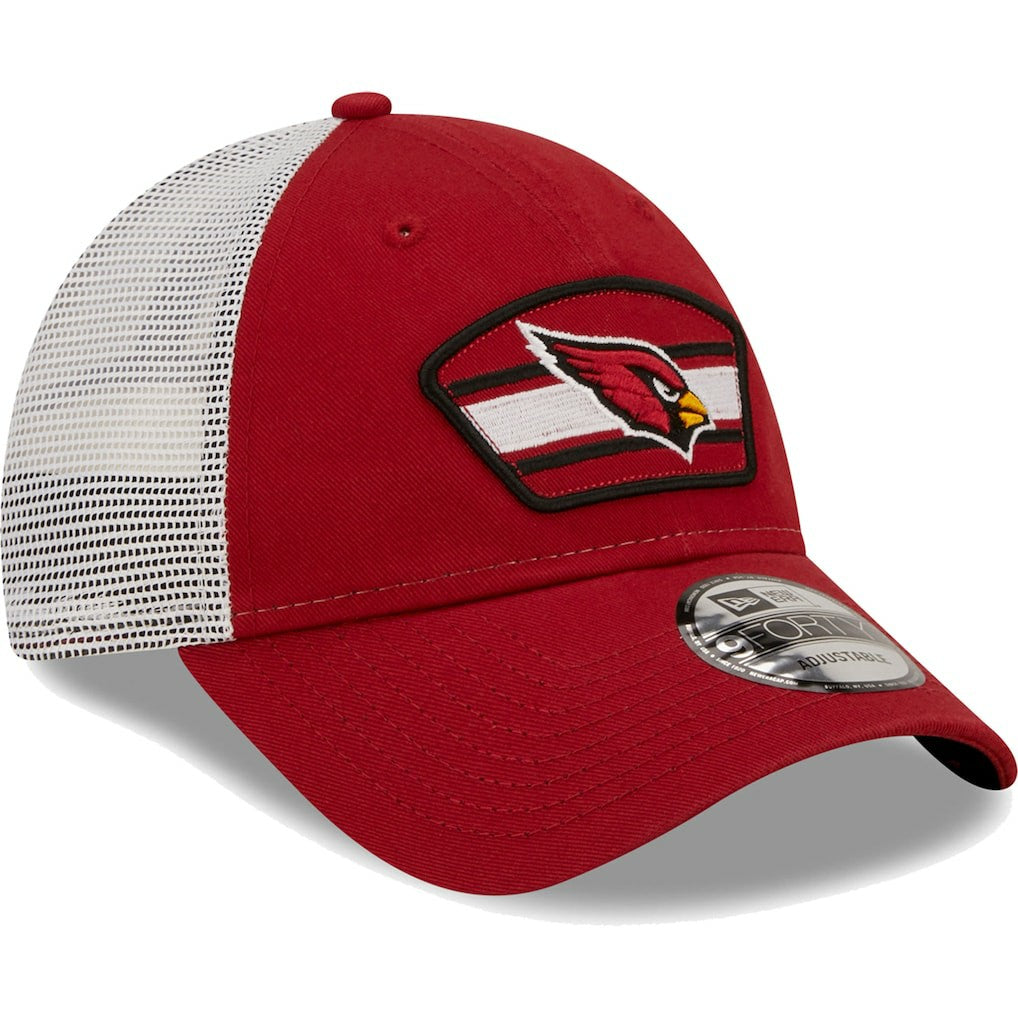Arizona Cardinals New Era Logo Patch Trucker 9FORTY Snapback Hat - Cardinal/White - NFL