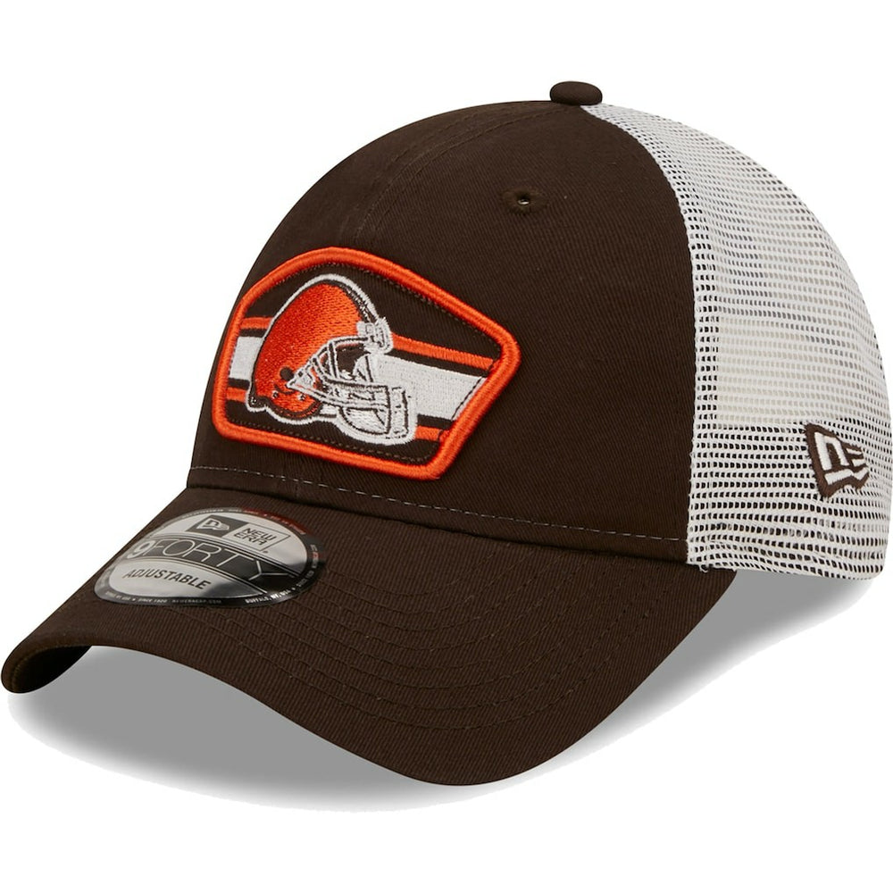 Cleveland Browns New Era Logo Patch Trucker 9FORTY Snapback Hat - Brown/White - NFL