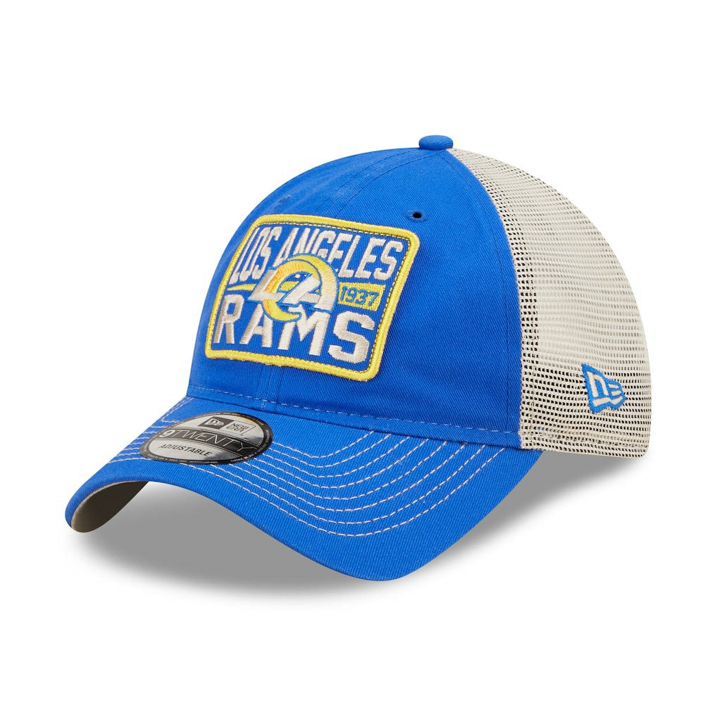 Los Angeles Rams New Era Devoted Trucker 9TWENTY Snapback Hat - Royal/Natural - NFL