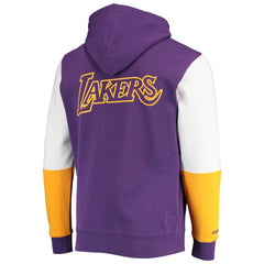 Mitchell & Ness Los Angeles Lakers Hardwood Classics Fusion 2.0 Colorblock Pullover Hoodie Purple