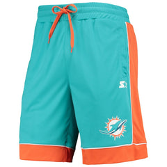 Miami Dolphins Starter Fan Favorite Fashion Shorts - Aqua/Orange - NFL